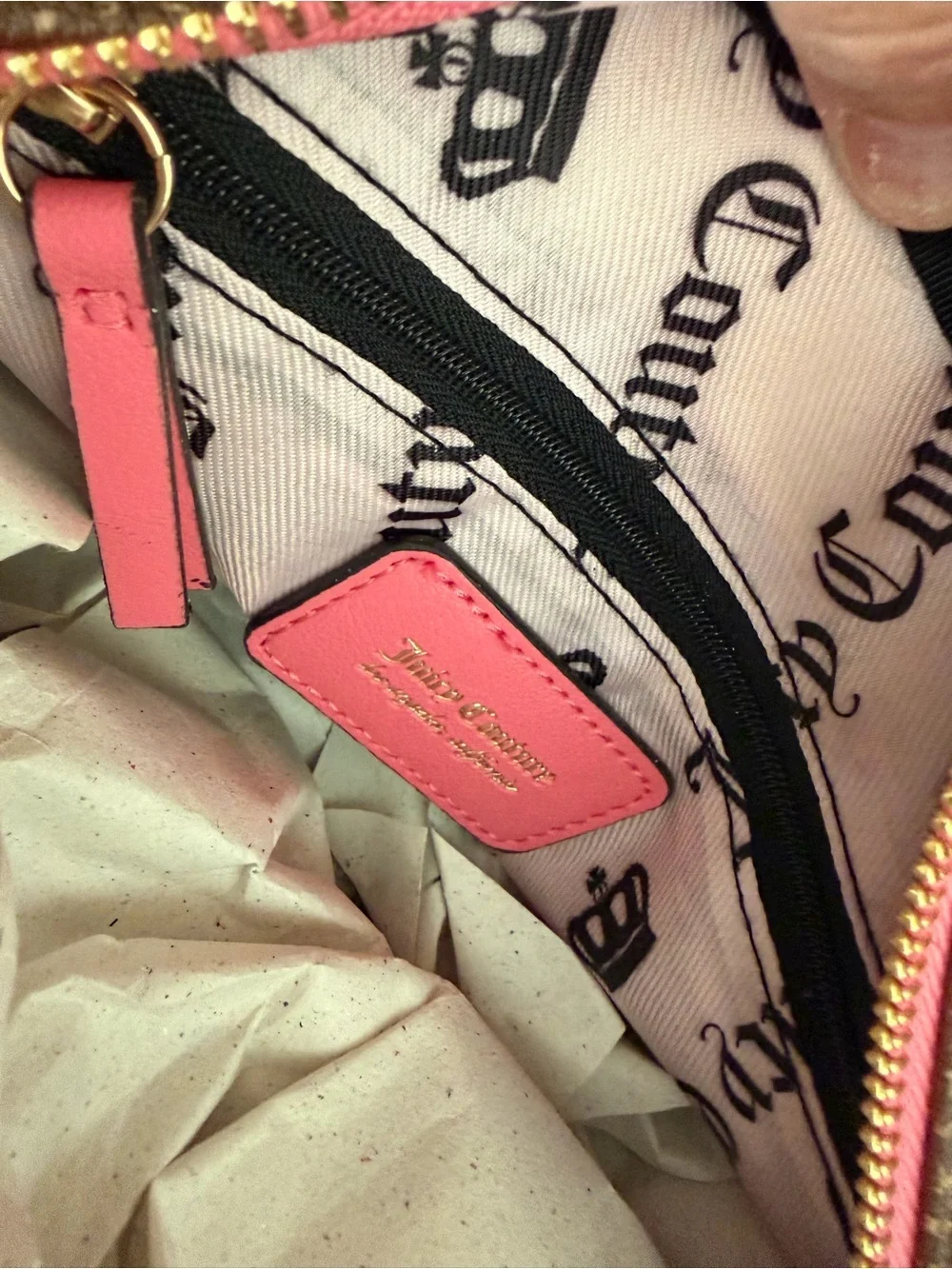 Juicy Couture Brown Monogram Satchel with Pink Accents NWT